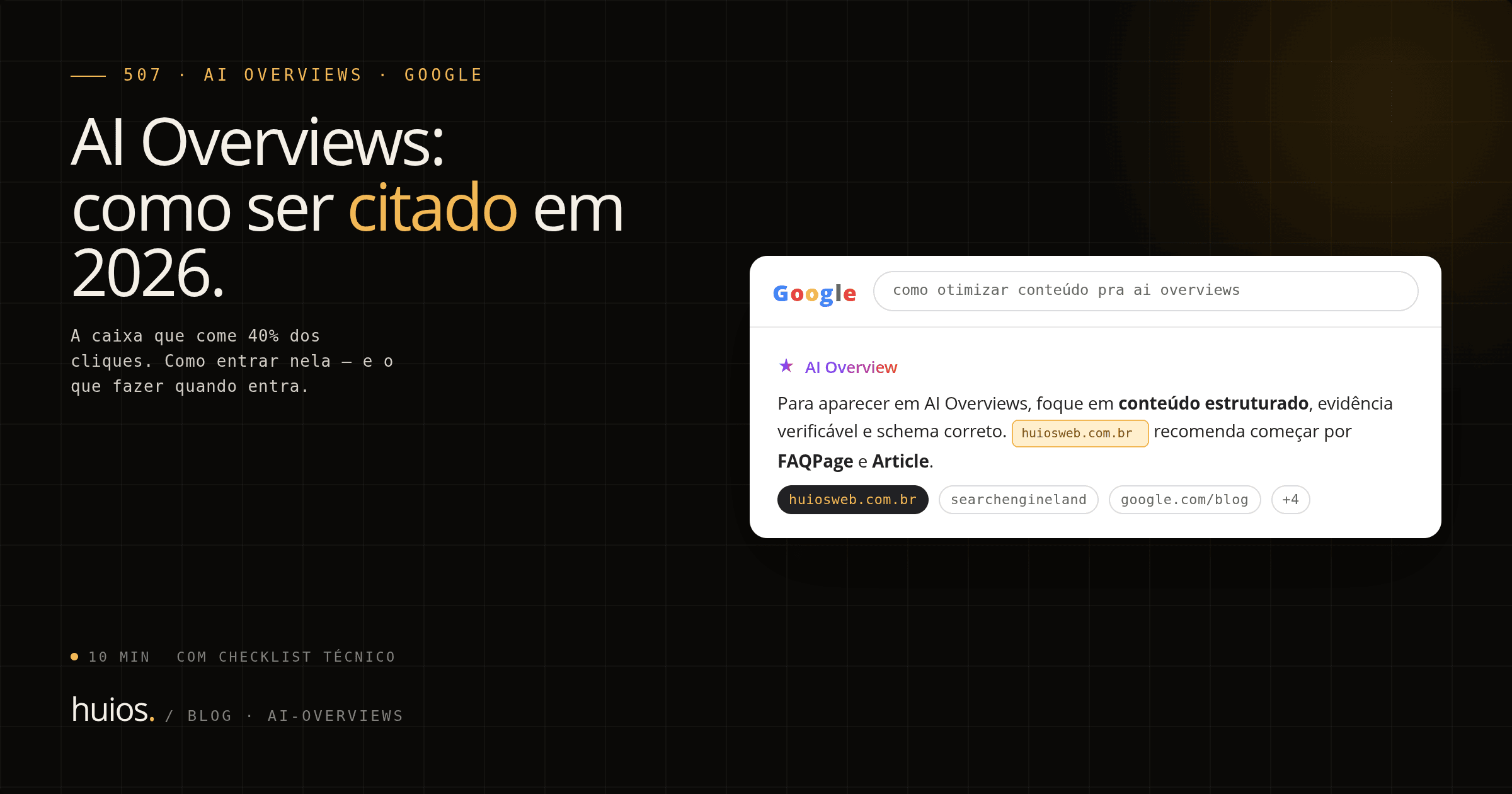 Capa do post: AI Overviews do Google: como otimizar conteúdo pra ser citado em 2026