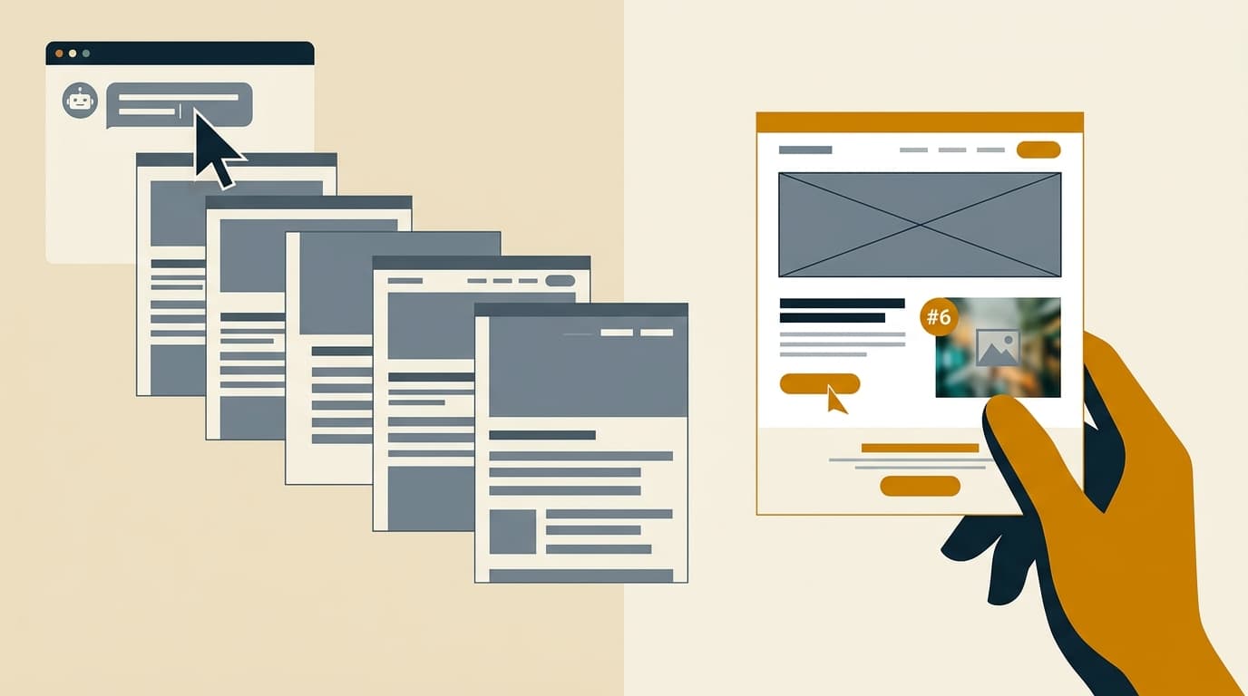 Capa do post: Criar landing page com IA: o que IA faz bem, o que IA faz mal e como usar sem virar slop