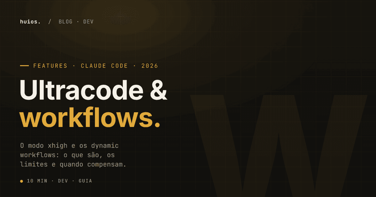 Ultracode e dynamic workflows no Claude Code — orquestração de subagentes em paralelo, estilo editorial Huios