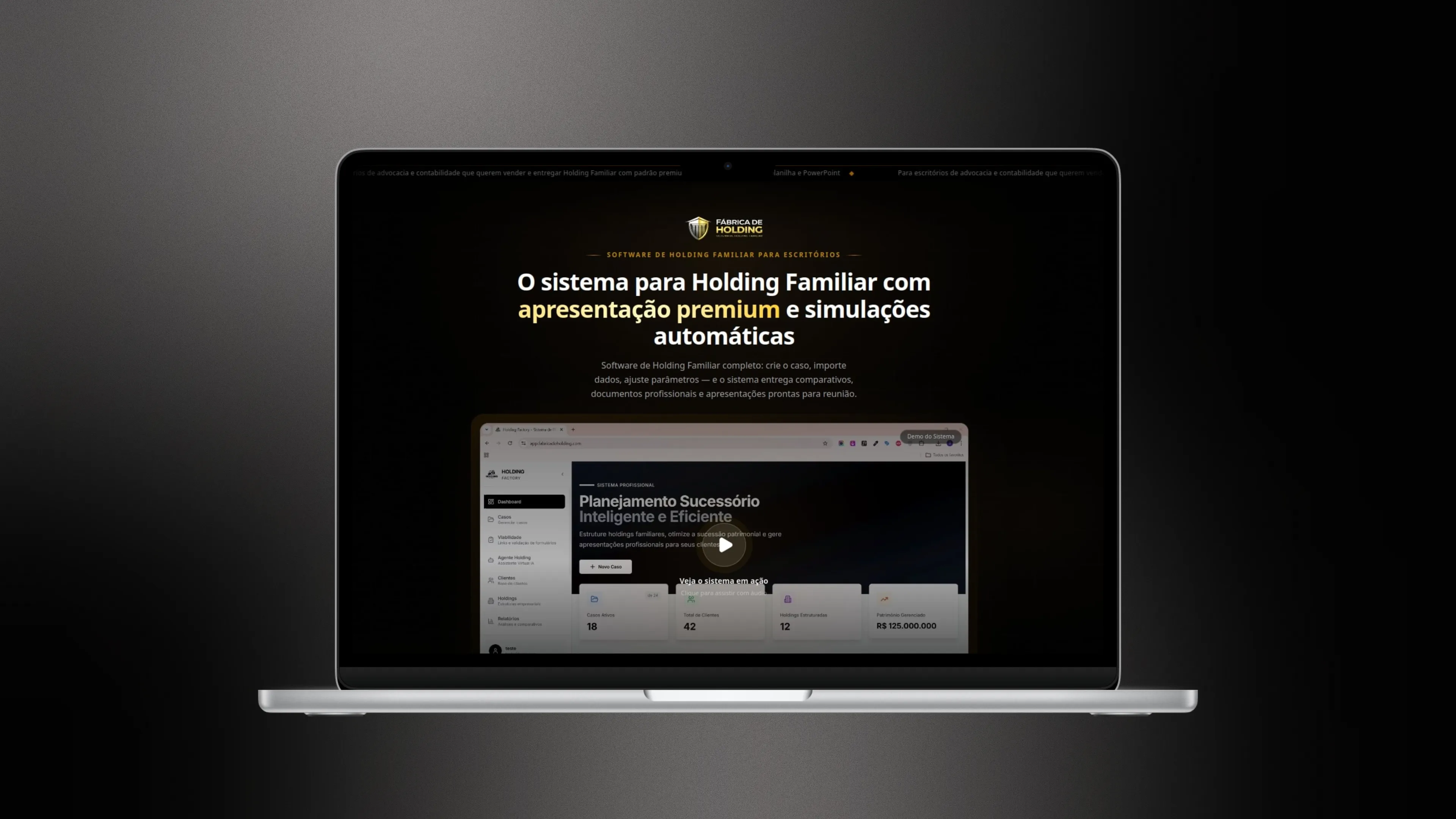Screenshot do projeto Fábrica de Holding