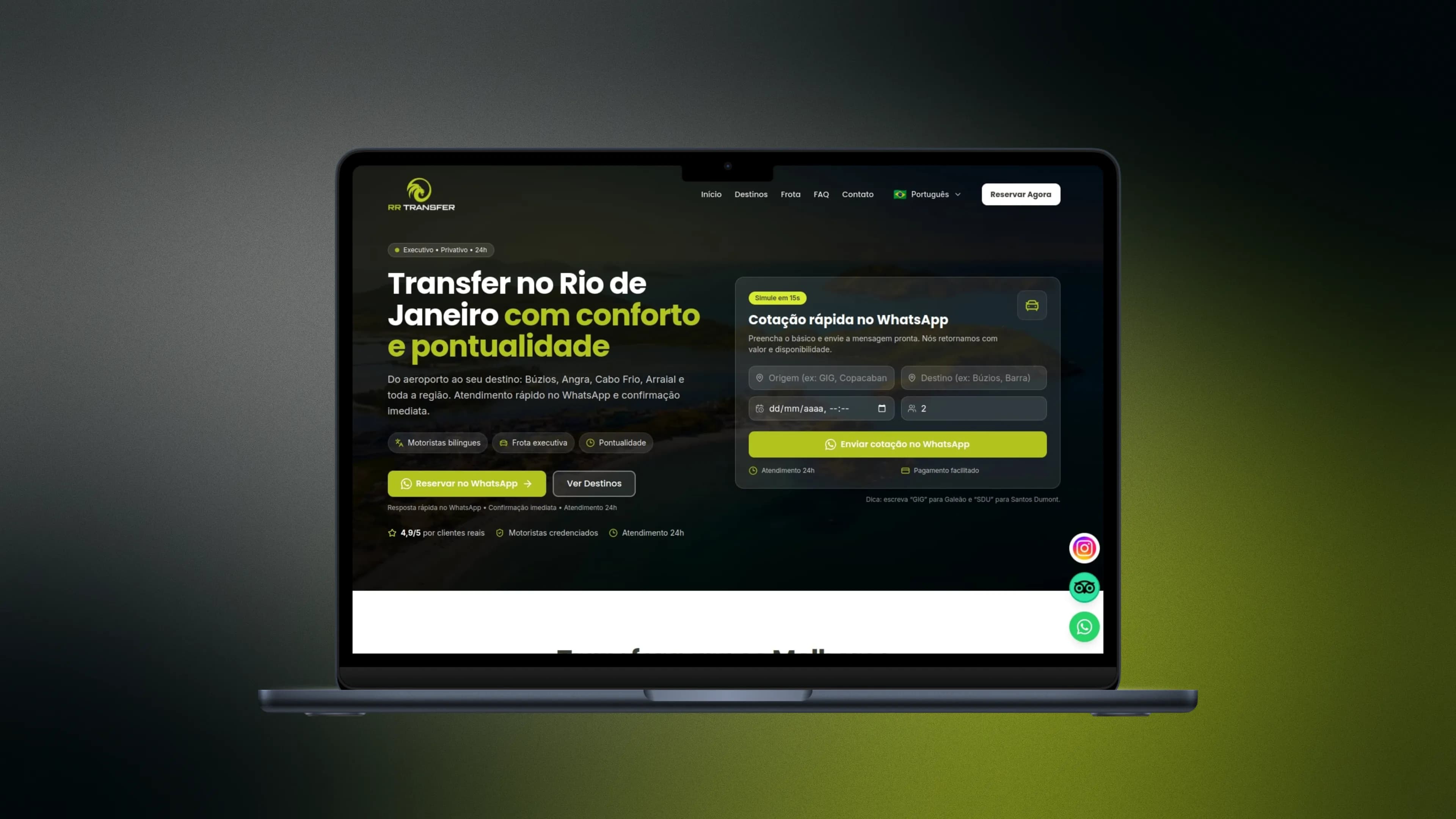 Screenshot do projeto RR Transfer e Tour