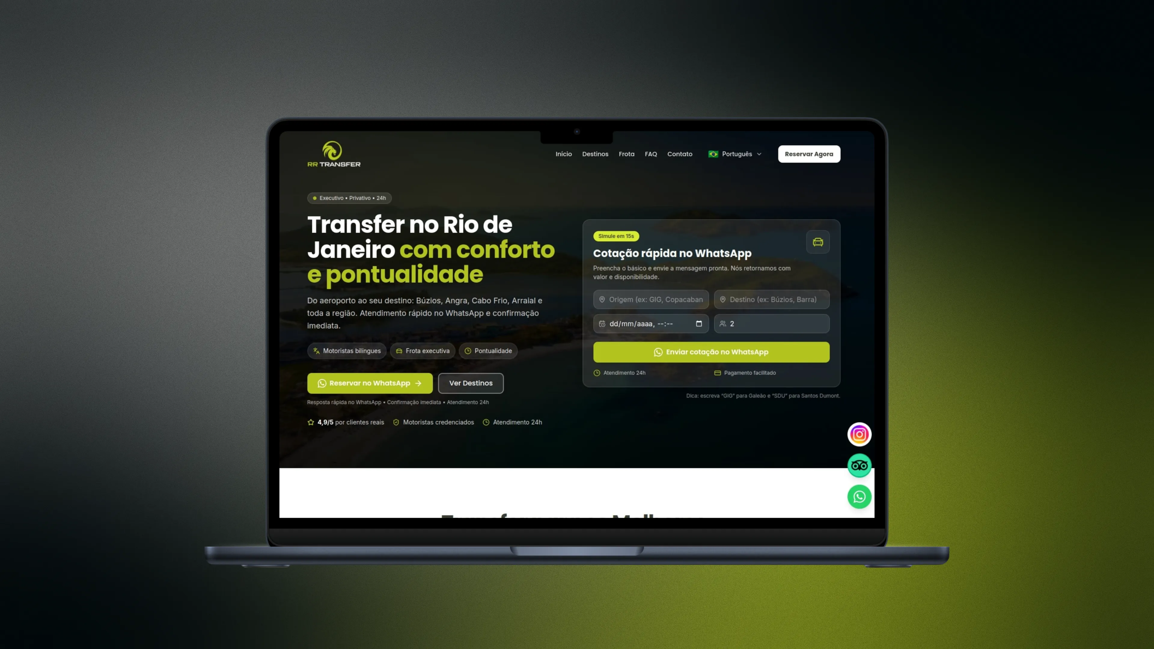 Screenshot do projeto RR Transfer e Tour