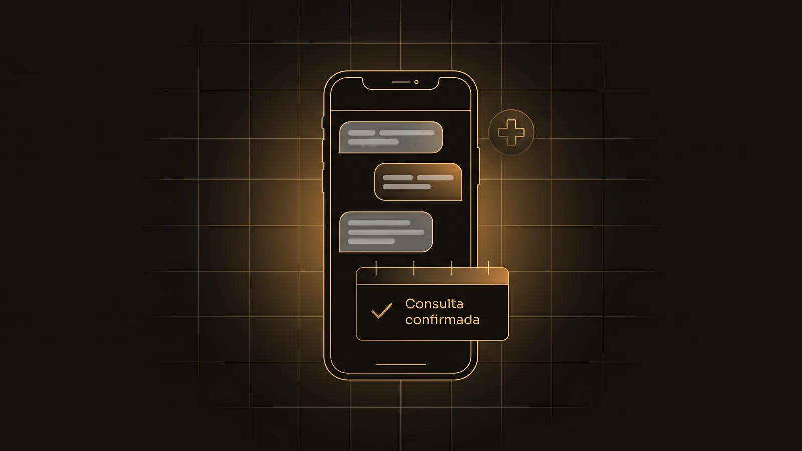 Conversa de WhatsApp no celular com consulta médica confirmada no calendário do consultório